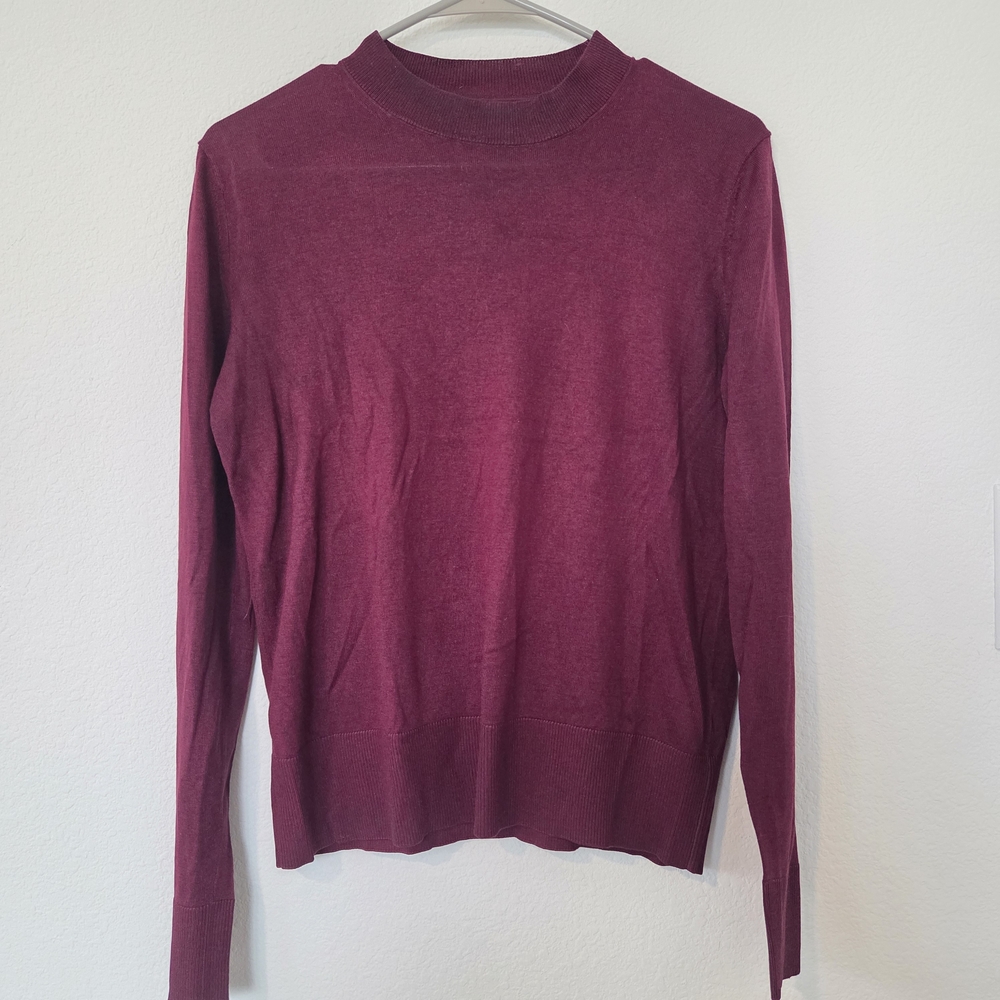 Banana Republic Maroon Wine Burgundy Mock neck Silk Cashmere Sweater Size XS